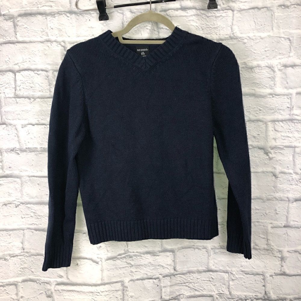George v-neck sweater boys navy blue sz 10-12